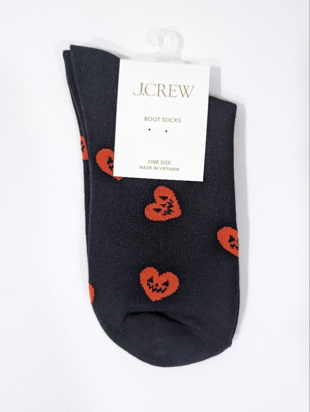 J. Crew Halloween Socks New Women Heart Pumpkin Jack o Lantern orange cotton